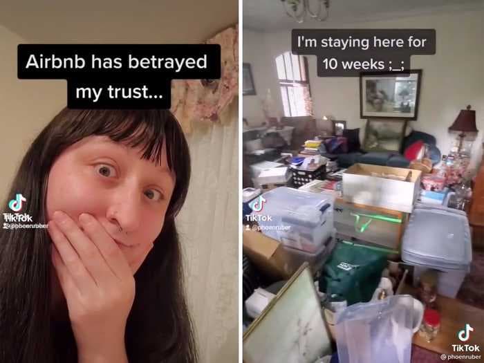 A TikToker says she feels 'betrayed' after the 5-star Airbnb she booked for 10 weeks turned out to be a cluttered nightmare