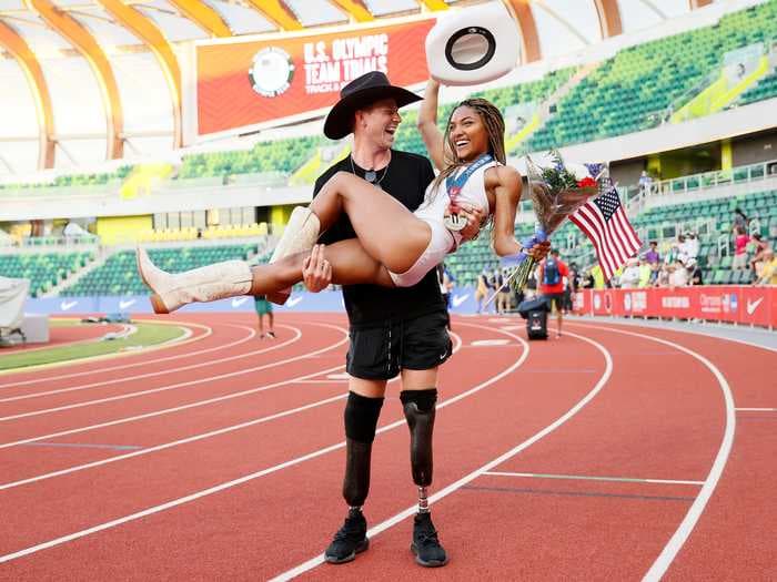 Meet Tara Davis and Hunter Woodhall, the Olympic- and Paralympic-bound couple going for gold together in Tokyo