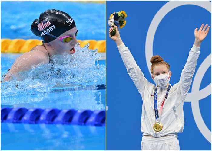 Team USA's Lydia Jacoby won Olympic gold in the 100-meter breaststroke wearing her childhood pink goggles