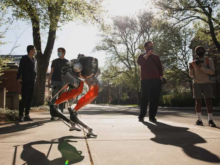 Watch this video of Cassie, a bipedal robot that ran a 5K outdoors for the first time, finishing in 53 minutes on a single charge