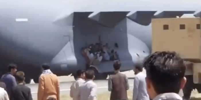 Photos and videos appear to show Afghans trying to flee the Taliban falling out of planes as they leave Kabul airport