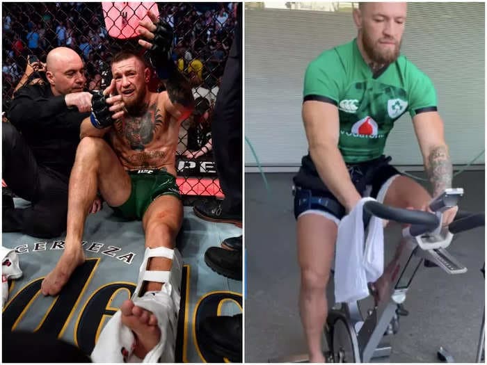 Conor McGregor says he's 3 weeks ahead of schedule in his quest to return to fighting after a horror bone break