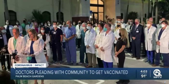 75 doctors from South Florida hospitals staged a walkout to protest a surge in unvaccinated COVID-19 patients