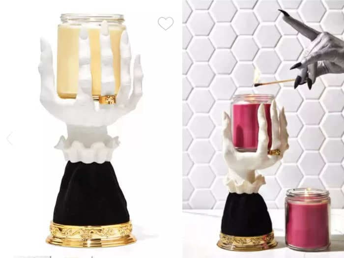 A witch hand candle holder has been flooded with bad reviews on Bath & Body Works' site because commenters say it's impossible to find