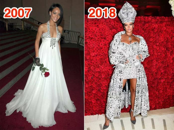 How celebrities' red-carpet fashion has dramatically changed since their very first Met Gala