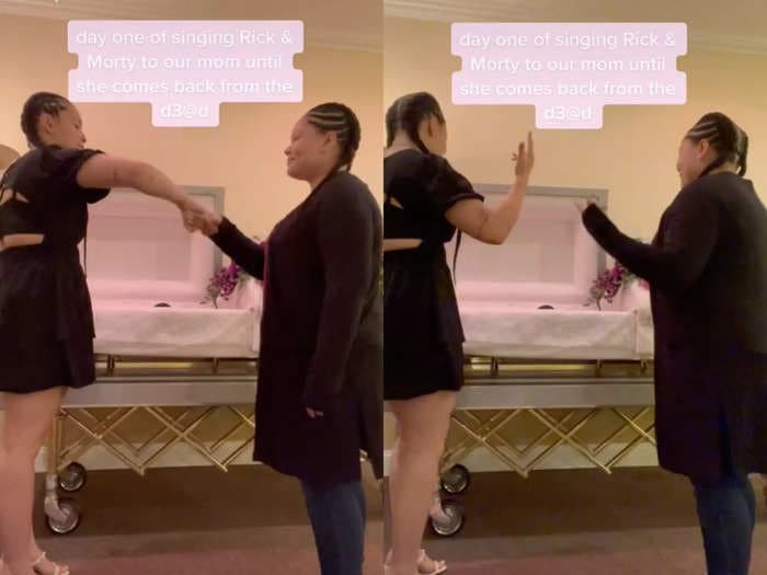 A woman who went viral for rapping 'Rick and Morty' over her mom's casket says it was 'therapeutic'