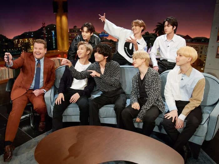 James Corden referred to BTS fans as '15-year-old girls' and said it was 'unusual' that the group sang at the UN, but they've been twice before