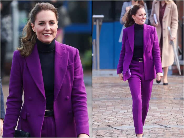 Kate Middleton makes a splash in a purple suit that confirms she's still style royalty