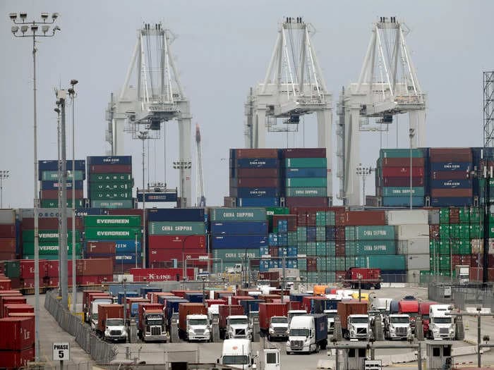Cargo ships anchored near West coast ports could face a 4-week delay to dock, raising further fears over the global supply chain, a report says
