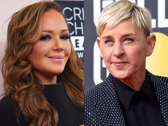 Leah Remini playfully smacks Ellen DeGeneres on-air after accusing the host of 'acting really interested' in her story