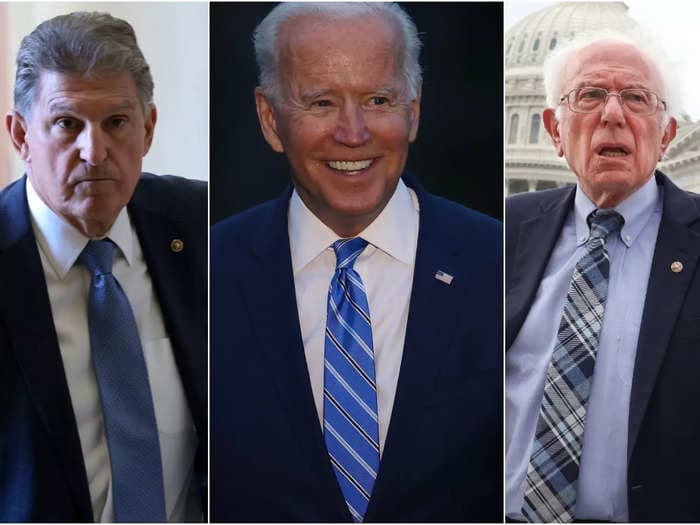 Biden joked that getting Manchin and Sanders to sit in a room together to discuss the Democrats' spending bill would almost be like a 'homicide,' report says