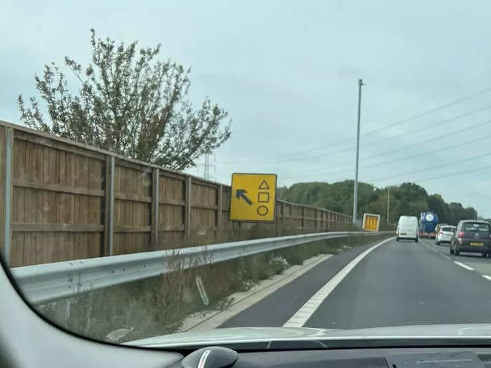 UK police are reassuring drivers that a highway sign closely resembling the 'Squid Game' logo just bears traffic guidelines, not directions to a deathmatch