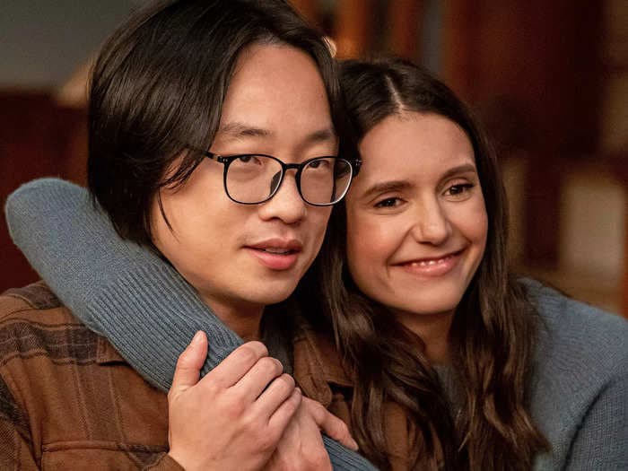 'Love Hard' stars Jimmy O. Yang and Nina Dobrev had a 'real role reversal' while filming their rock-climbing scenes for the movie