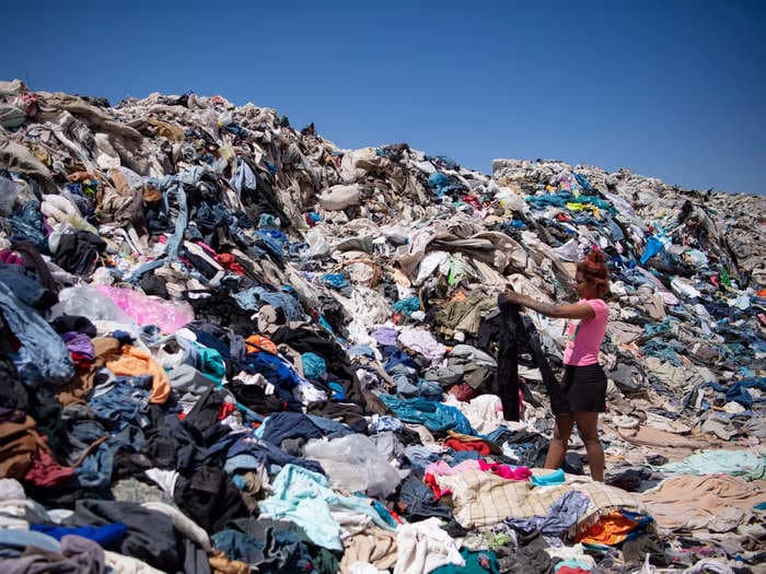 A mountain of unsold clothing from fast-fashion retailers is piling up in the Chilean desert