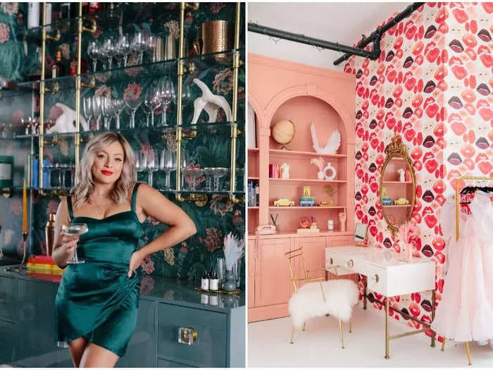 A woman transformed her Brooklyn apartment into the 'girly loft' of her dreams, with an at-home bar and a photo studio that she rents out