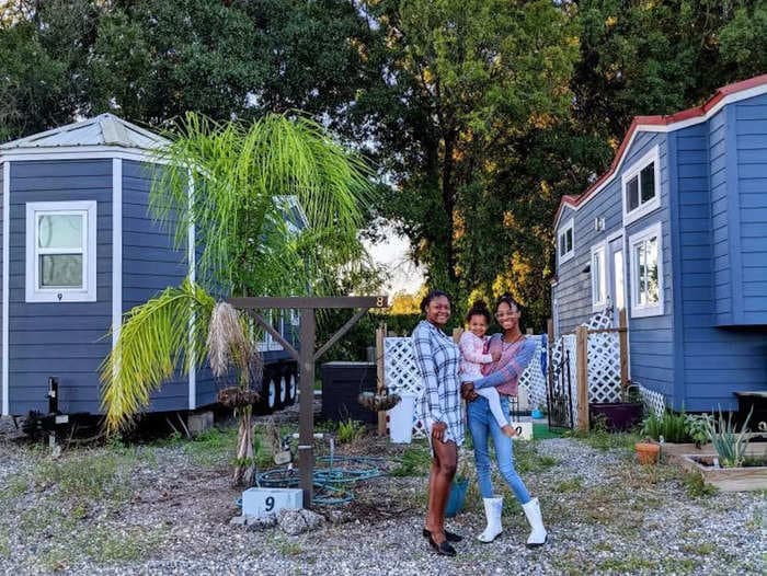 2 sisters bought matching tiny homes for $75,000 each, and now they're neighbors in a tiny-home village in Florida