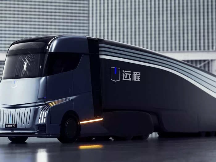 Chinese carmaker unveils Tesla Semi truck rival with a built-in kitchen, bathroom, and bedroom