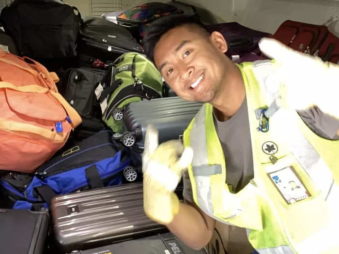 A baggage handler has gone viral on TikTok for showing how checked suitcases are stored on planes
