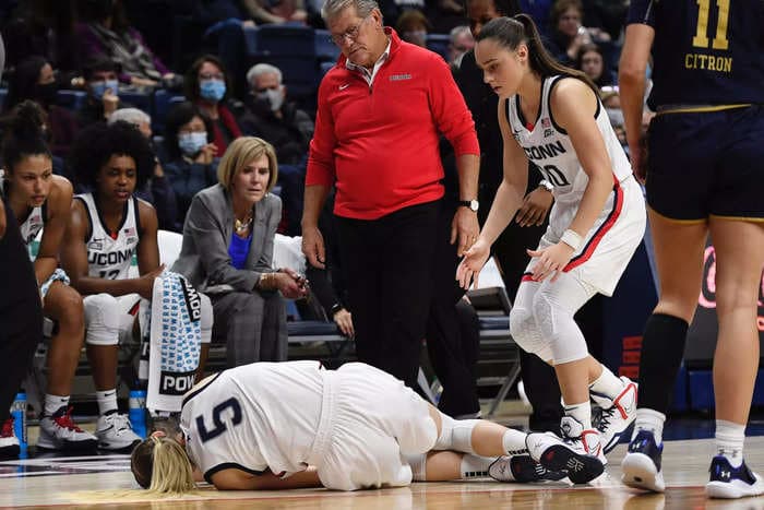 Fans slammed UConn's Geno Auriemma for leaving Paige Bueckers in during the final minutes of a blowout, leading to her scary injury