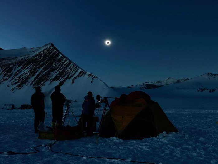 Mesmerizing photos of this year's only total solar eclipse show a rare crescent sunrise over Antarctica