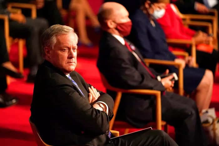 Mark Meadows warned family members not to make facial expressions or 'even blink' during the first presidential debate because cameras would 'catch' anyone tied to Trump 'doing something bad': book