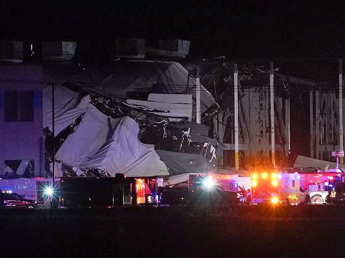 It's 'inexcusable' that Amazon asked staff to work during severe weather that collapsed a warehouse roof in Illinois, union says