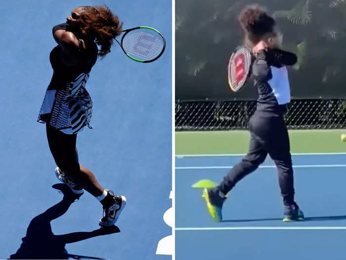 Serena Williams' daughter, Olympia, already has some of her mom's tennis prowess at 4 years old