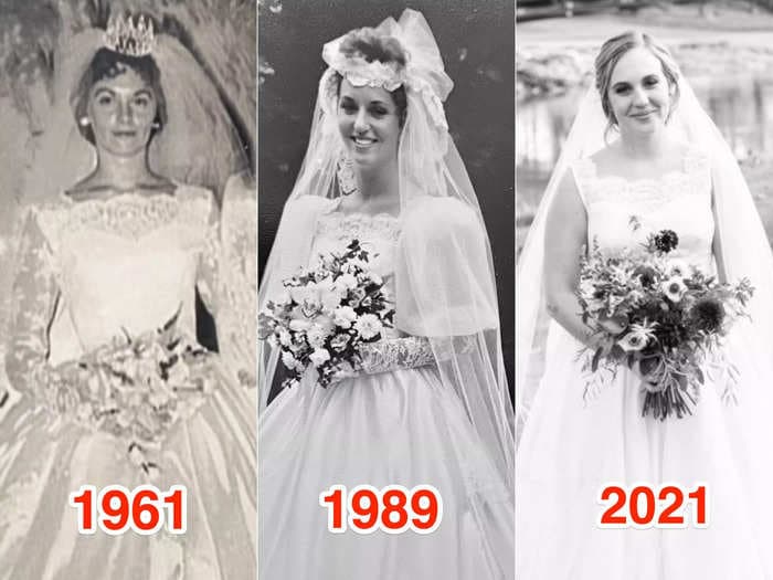 3 generations of brides wore the same wedding dress from 1961