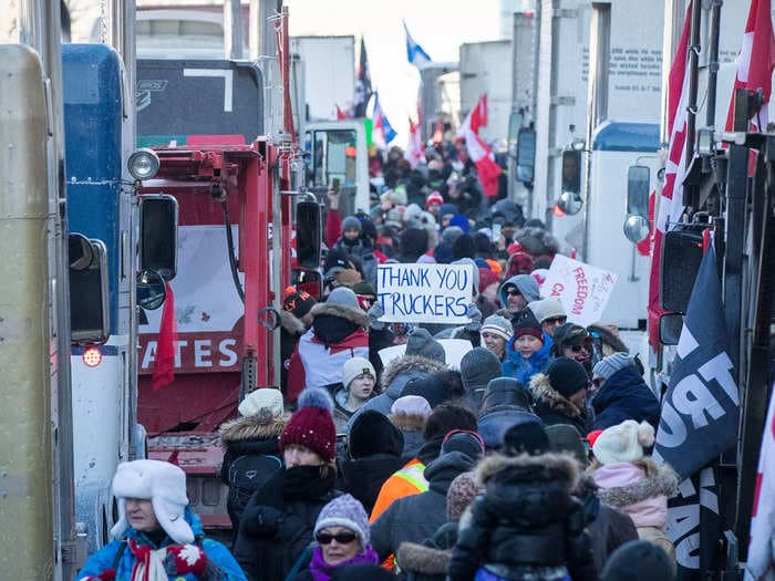 Police seize fuel and increase arrests as Canadian trucker vaccine mandate protests hit 12-day mark