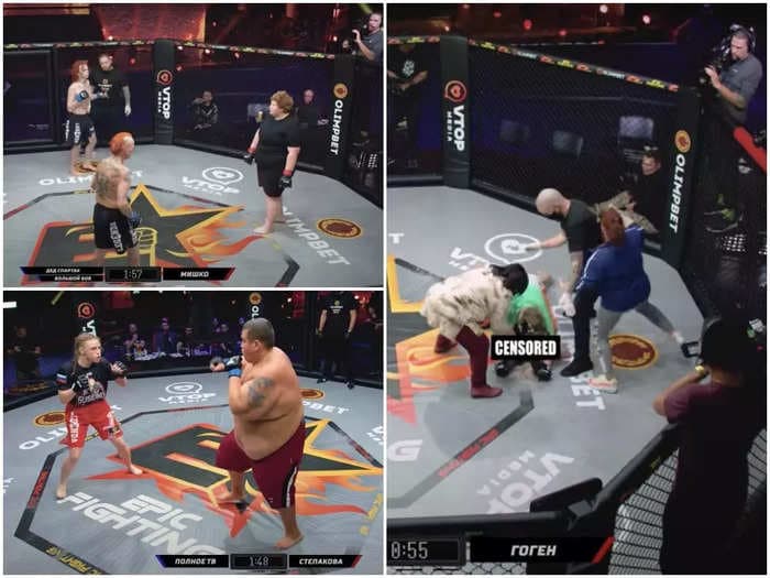 A regional MMA event descended into chaos when a female strawweight waged war with a 529-pound man