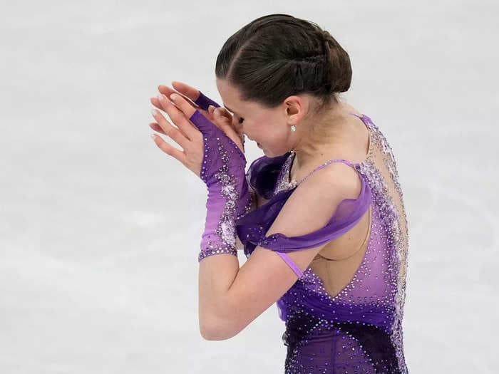 Kamila Valieva, Russian figure skater at center of doping test controversy, tears up after latest Olympic performance