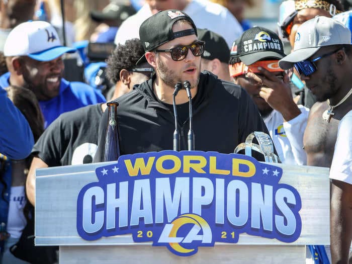 LA Rams and Matt Stafford offer to pay hospital bills for a photographer who fractured her spine falling from a stage following the team's Super Bowl parade