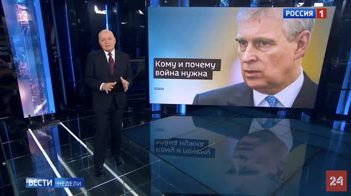 Russian state TV claims the Queen, Prince Charles, and Prince Andrew are pushing for war in Ukraine to distract from scandals at home