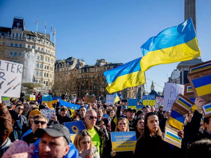 Ukrainian expats in the UK are flocking to buy helmets, body armor and military clothing to send home to help the fight against the Russian invasion