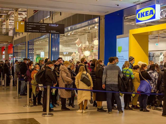 Russian shoppers swarm Ikea stores to stock up ahead of closures