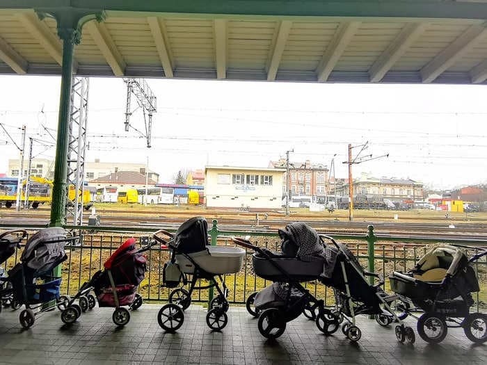 This photo of strollers in Poland went viral. The photographer said it was 'surreal' to capture that image.