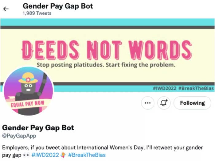 How a Twitter bot went viral by shaming companies on International Women's Day