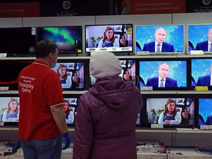 Prices of TVs, vacuums, and cars soared by as much as 17% in Russia in the last week, as the Kremlin calls inflation a 'shocking external impact on our economy'