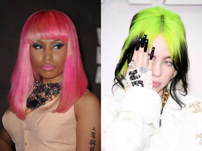Nicki Minaj calls out fashion magazines for celebrating white artists, such as Billie Eilish and Lady Gaga, for dyeing their hair bright colors when she's been asked 'not to wear pink hair'