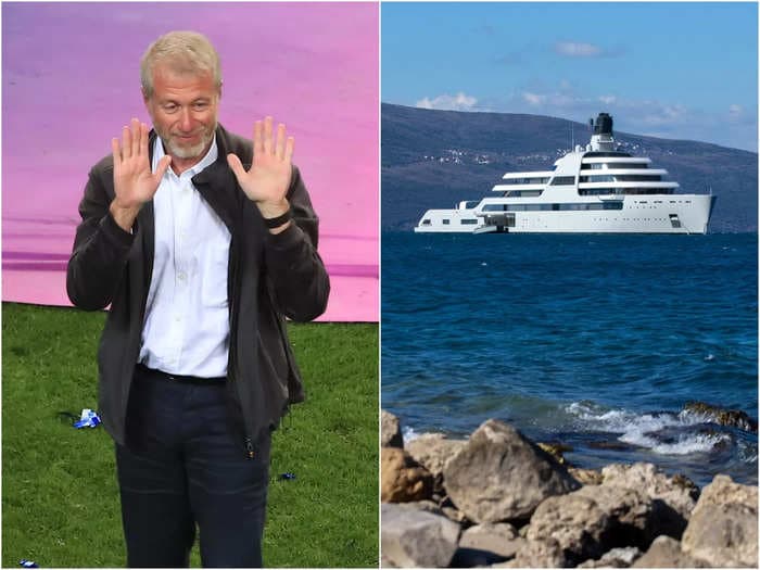 A $700 million superyacht owned by the sanctioned oligarch Roman Abramovich is sailing toward his other $600 million vessel in the Mediterranean