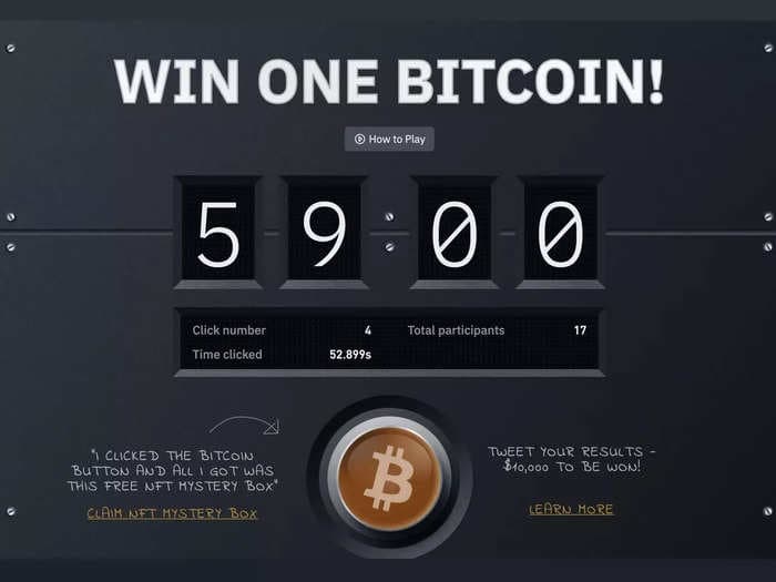 Binance’s Bitcoin Button game has one Bitcoin up for grabs, apart from NFTs and $10,000 prize money pool