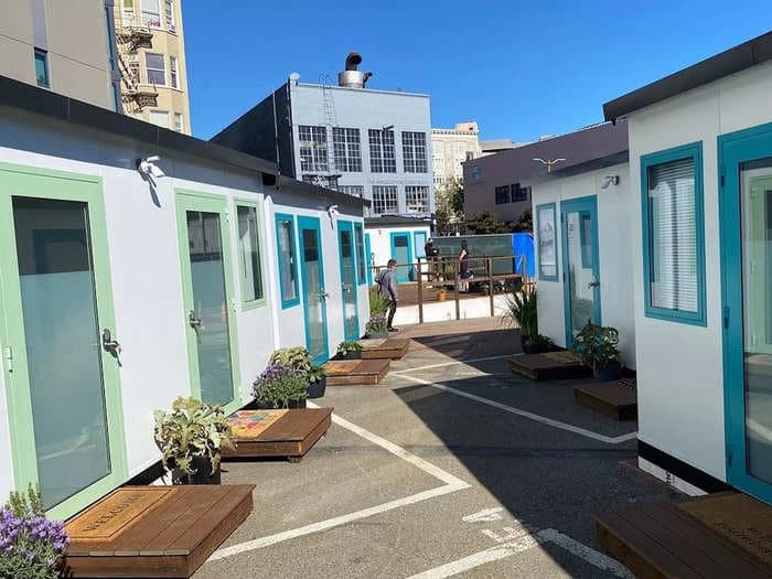 San Francisco debuted its first 70-unit prefab tiny home village to help solve the city's homelessness crisis&mdash; see inside the structures