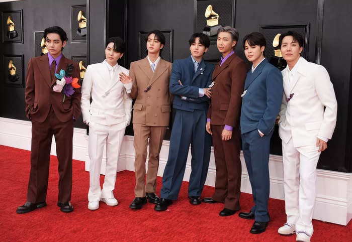 Watch BTS deliver a spy-inspired performance of 'Butter' at the Grammys, despite 2 members testing positive for COVID
