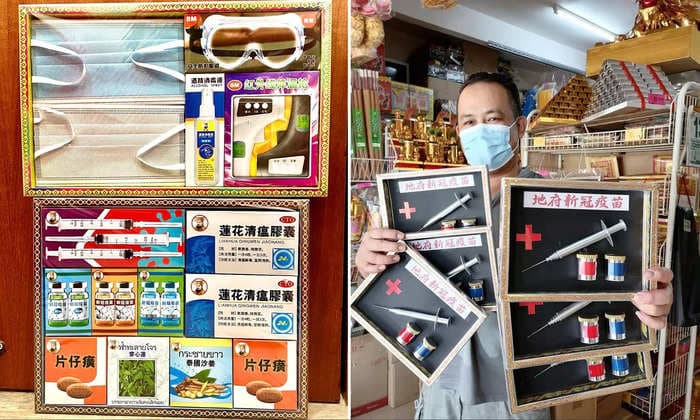 Battling Covid even in the afterlife — paper vaccines and masks are being offered to the dead during the Qingming 'Tomb Sweeping' Festival