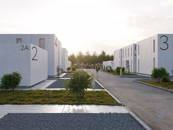 A Ukrainian architecture firm is developing modular homes that can be scaled to the size of a town and house up to 8,000 refugees — take a look at the design