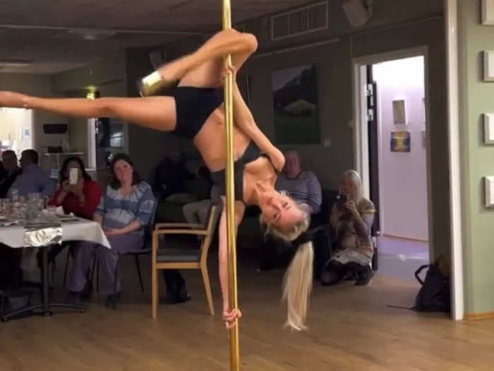 A pole dancer who went viral for performing at a senior center says her mom booked the gig for her