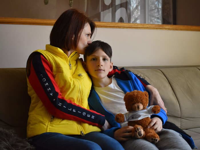 A Ukrainian refugee and her son were crammed into a small train cabin with a dozen other people as they fled Russia's invasion