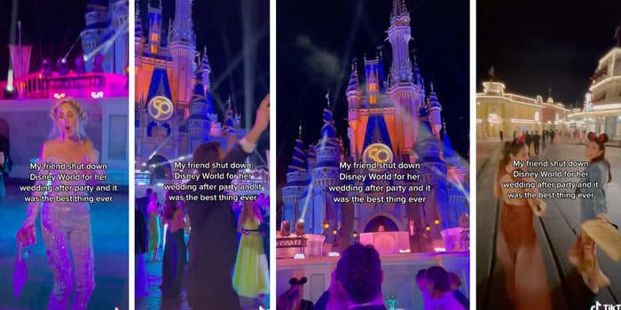 A woman who said her friend 'shut down' Disney World in Florida for her wedding party has gone viral after posting footage on TikTok