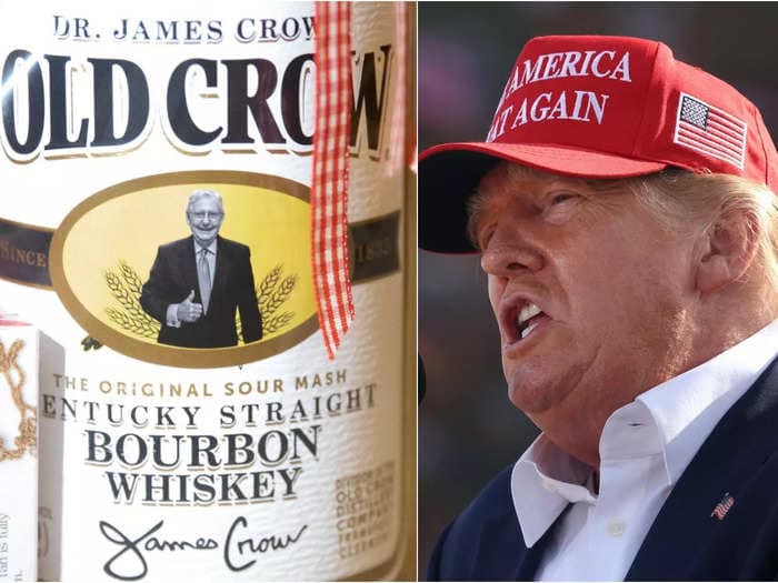 Mitch McConnell trolls Donald Trump by gifting custom Old Crow bourbon bottles to Republican senators, images show