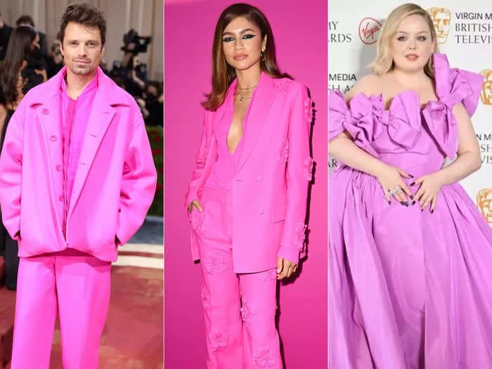 Bubblegum-pink is the hottest red-carpet trend of 2022. Here are 12 times celebrities wore the bold shade.